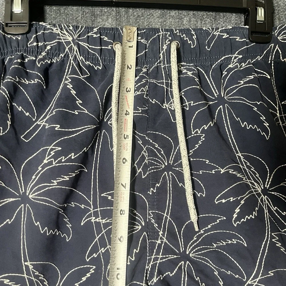 SURF8 Mens Swim Trunks Size Large L Navy Blue Embroidered Palm Tree Surf Shorts